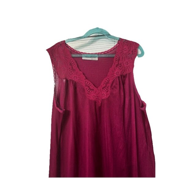 Vassarette Pink Sleeveless Slip Nightgown, Sz M, Sheer V Neck, Flowy Maxi Retro - Picture 3 of 6